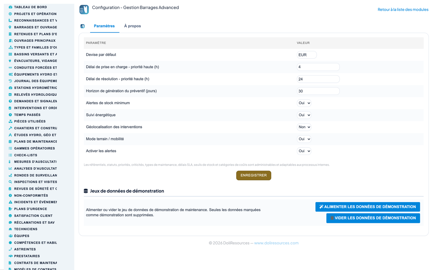 Dam & Reservoir Lifecycle Management - Dolibarr