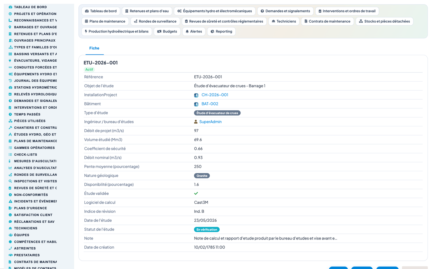 Dam & Reservoir Lifecycle Management - Dolibarr