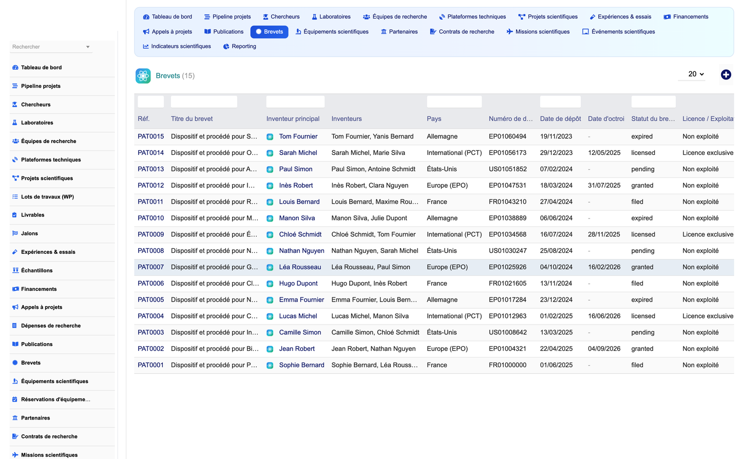 DoliResources - Dolibarr - 09_patents_list