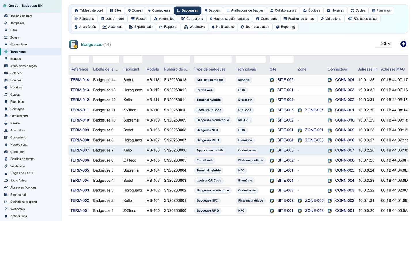 HR Badge, Time & Attendance Management - Dolibarr
