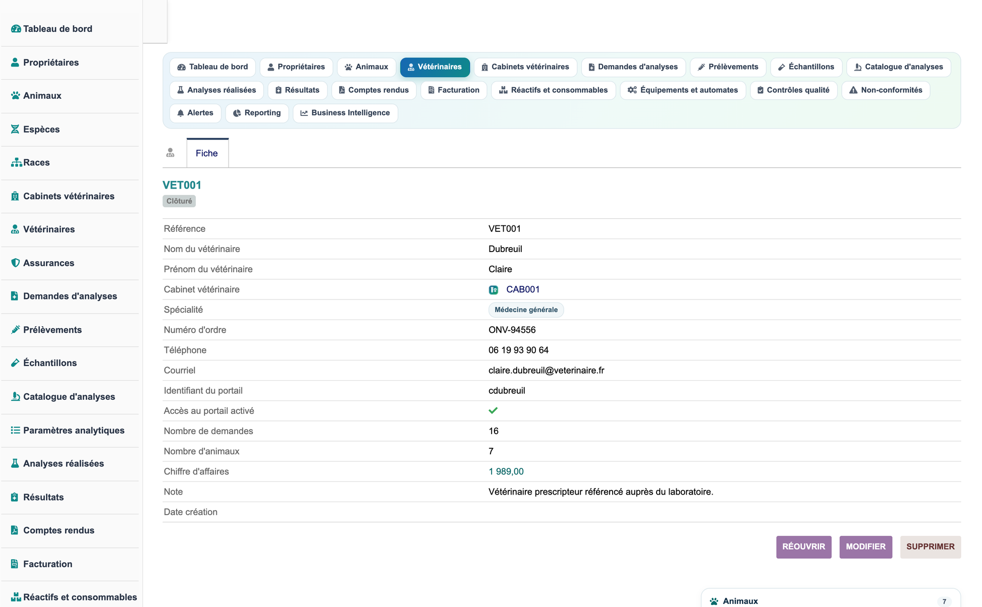 DoliResources - Dolibarr - 11_veterinaire_fiche