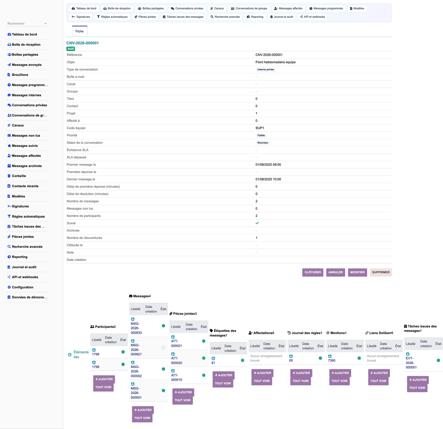 MESSAGING MANAGEMENT - Dolibarr