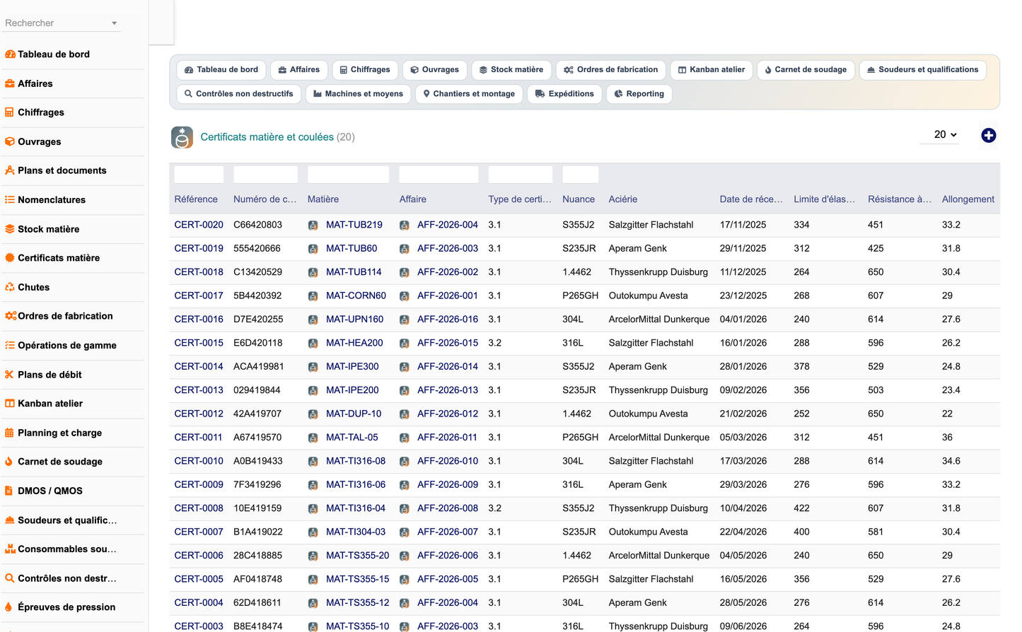 DoliResources - Dolibarr - 14_certificats_matiere_liste
