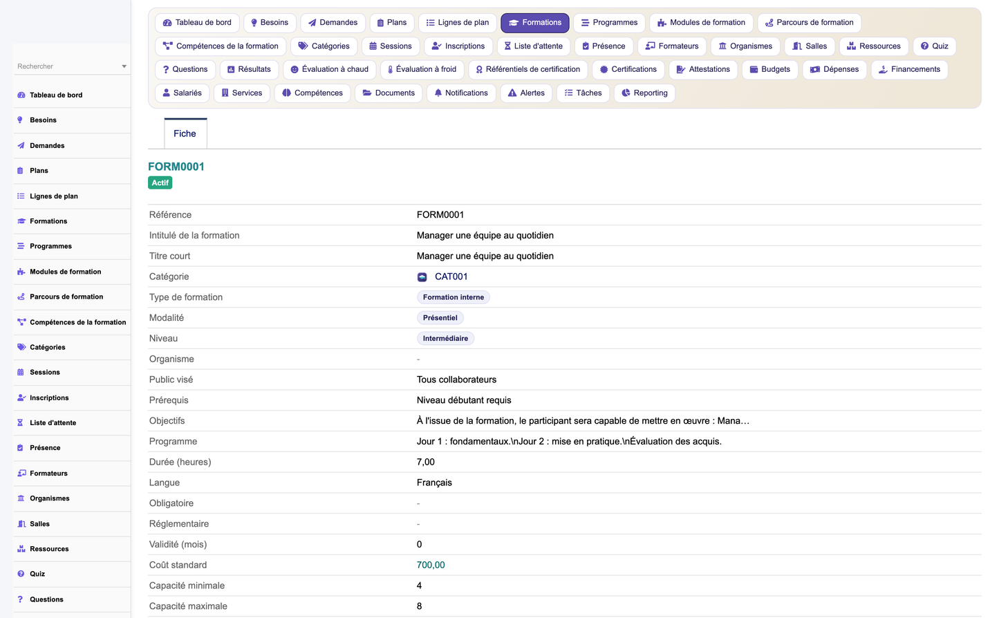 HR Training Management - Dolibarr