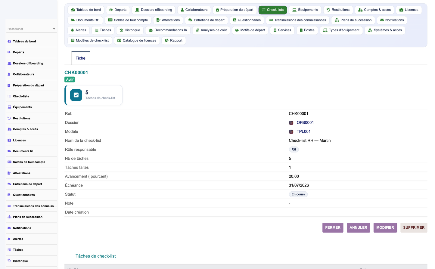 HR Offboarding Management - Dolibarr