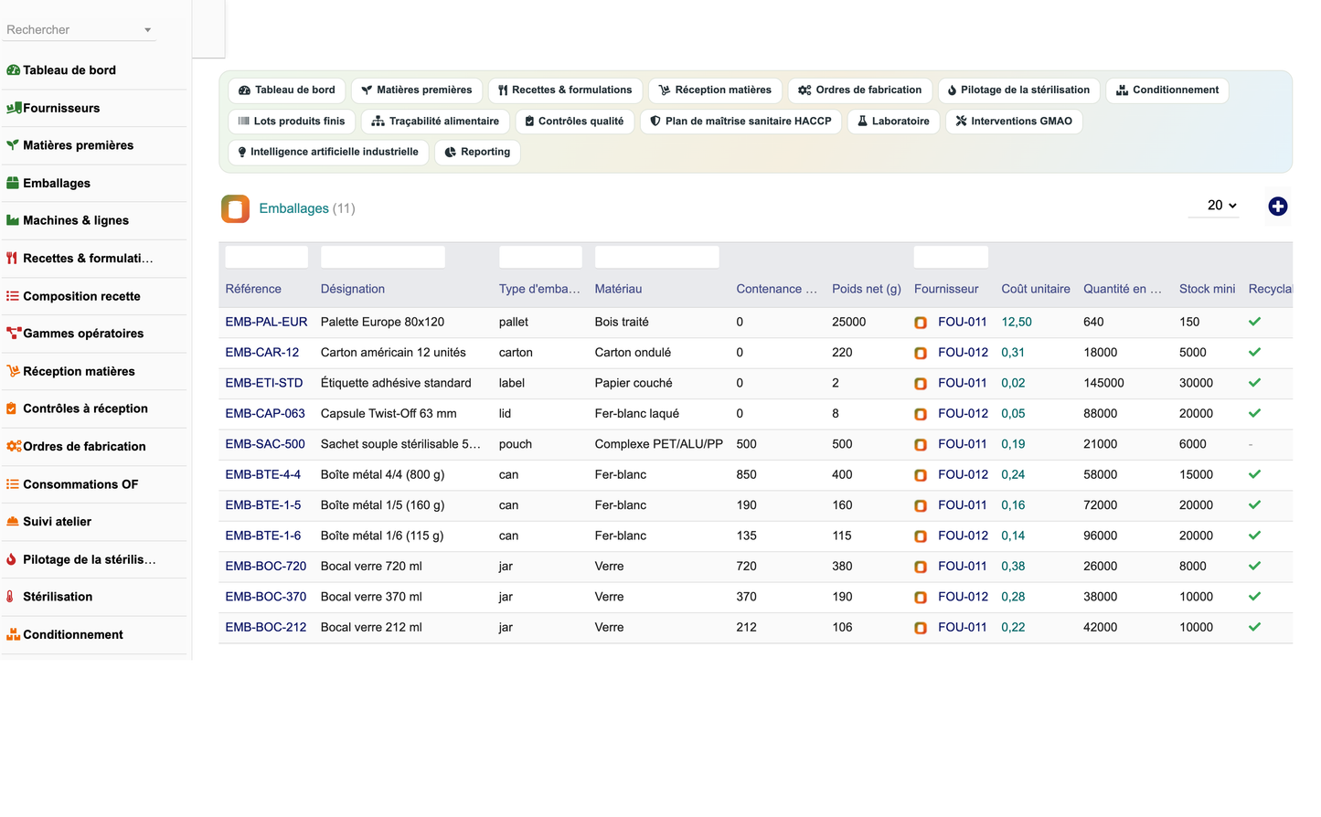 DoliResources - Dolibarr - 16_emballages_liste