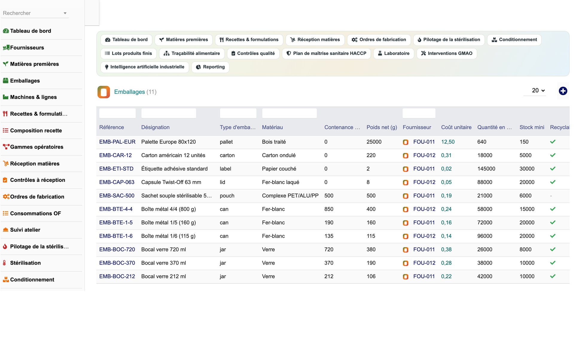 DoliResources - Dolibarr - 16_emballages_liste