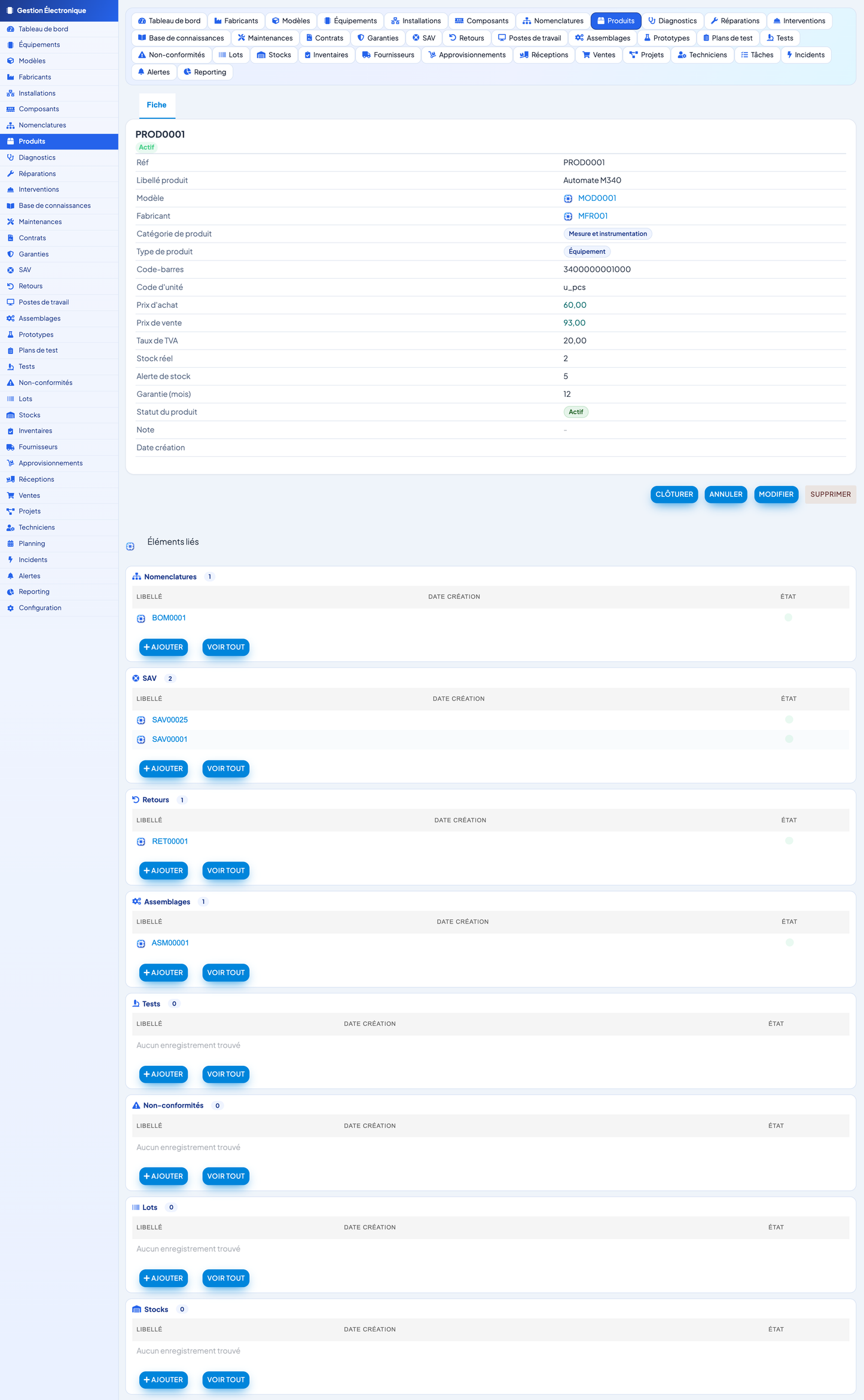 Electronics Management - Dolibarr