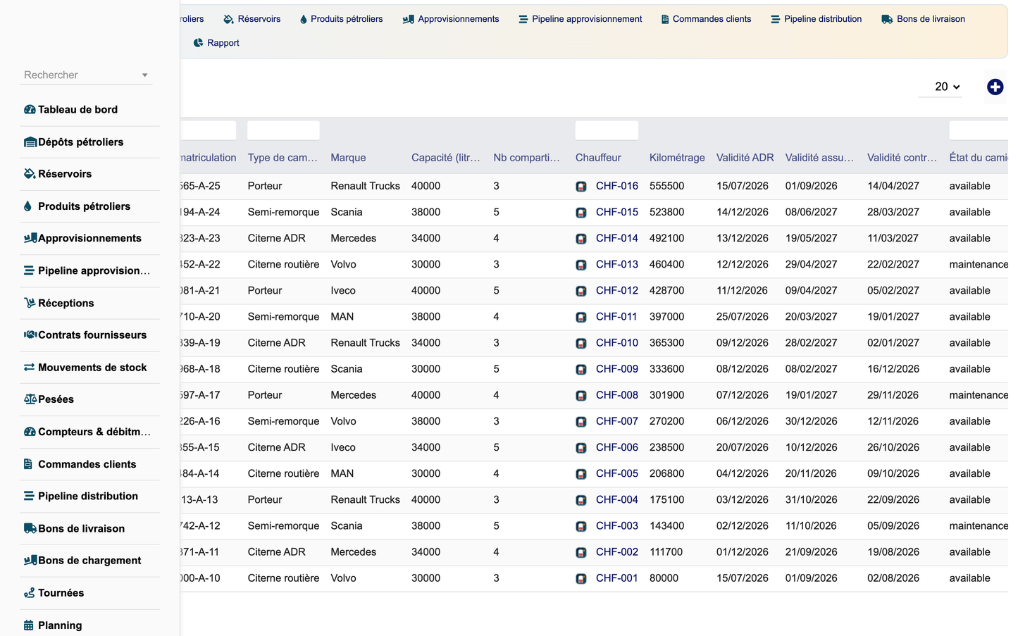 DoliResources - Dolibarr - 19_camions_liste