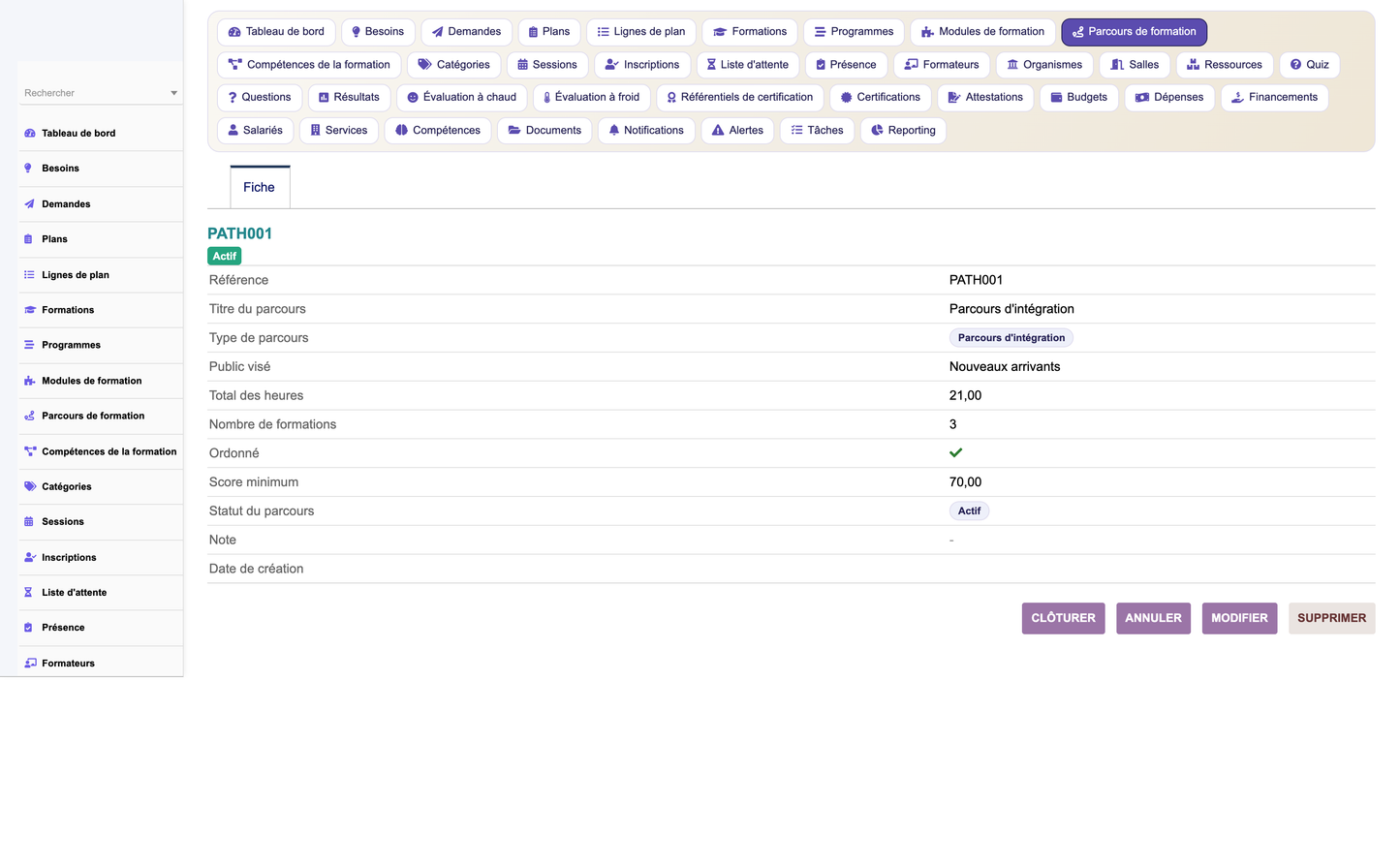 HR Training Management - Dolibarr