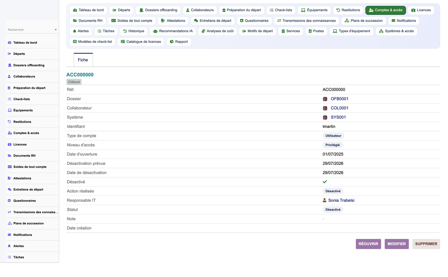 HR Offboarding Management - Dolibarr