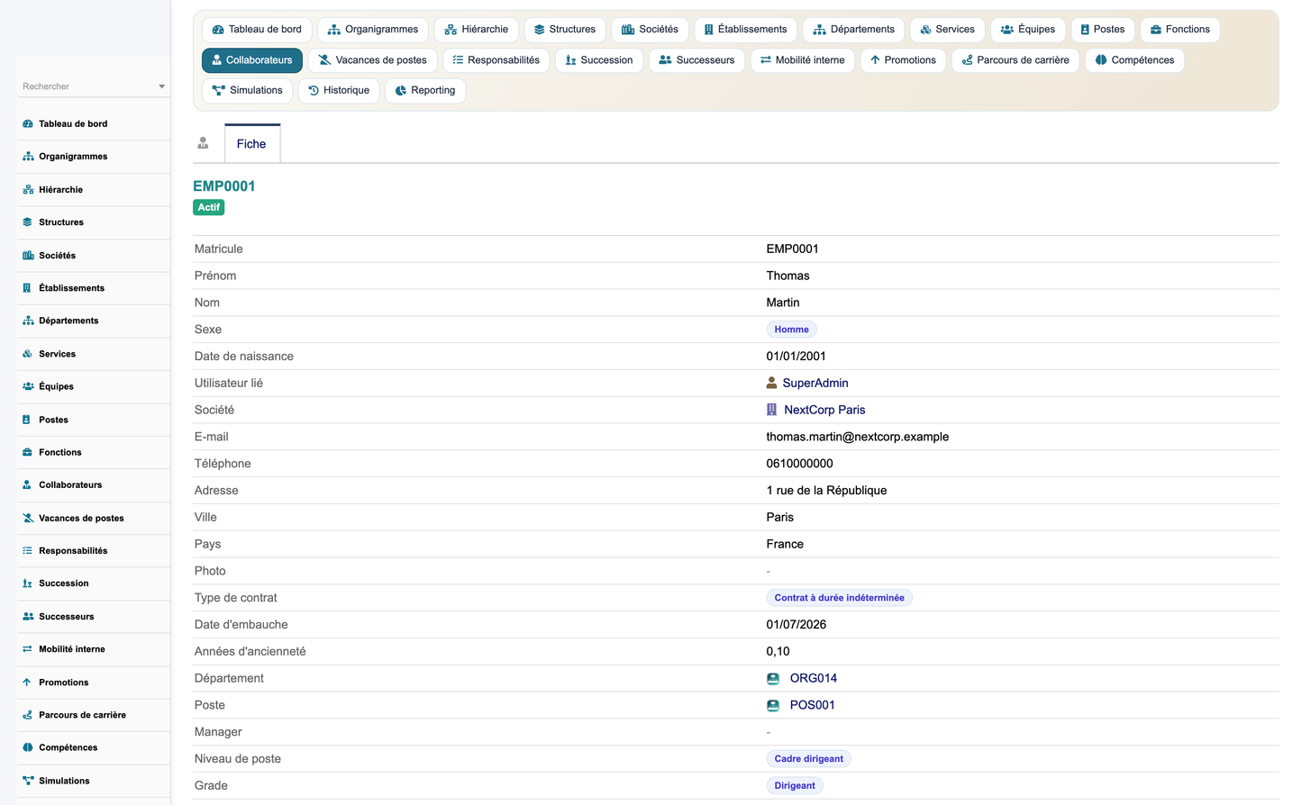 HR Organization Chart Management - Dolibarr