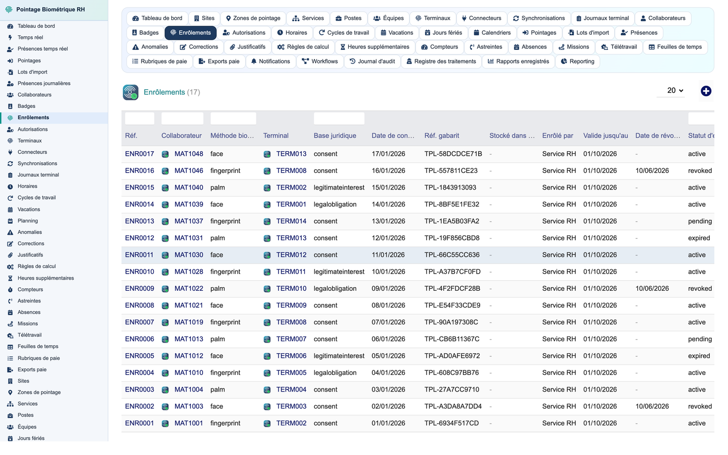 Biometric Time & Attendance Management - Dolibarr