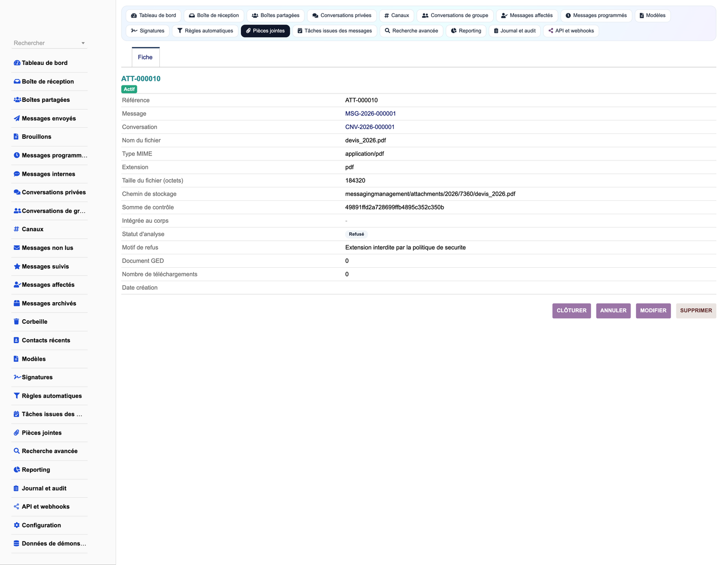 MESSAGING MANAGEMENT - Dolibarr