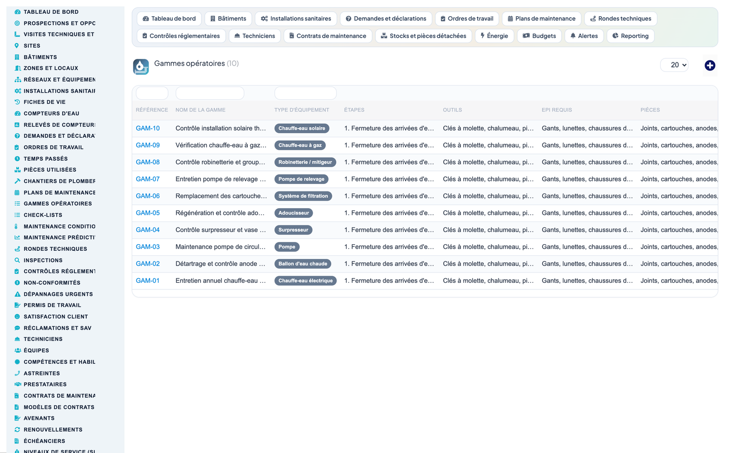 Plumbing, Sanitary-Heating & Water-Network Management - Dolibarr