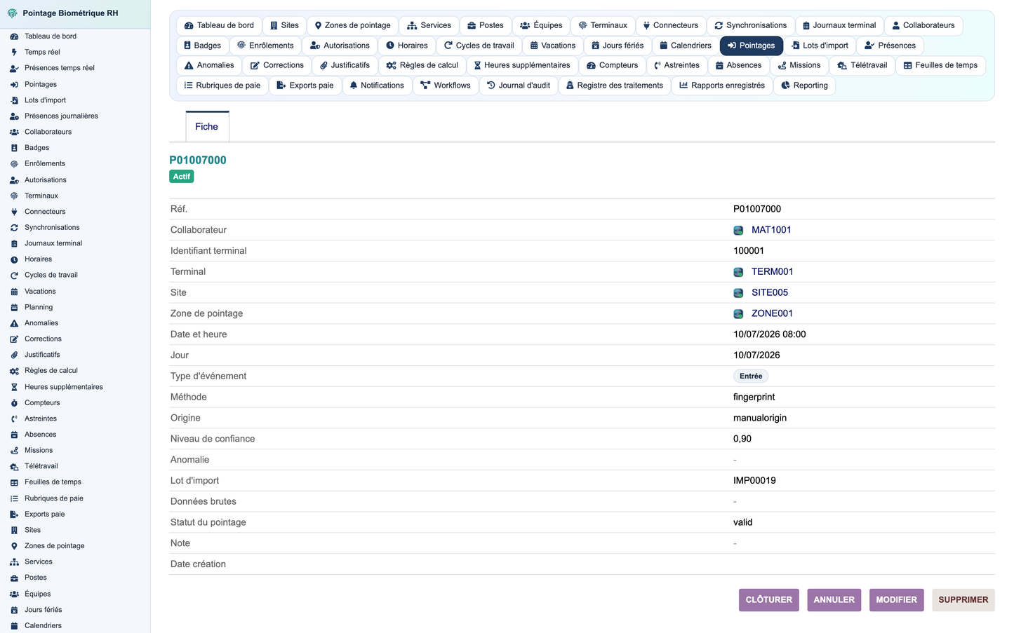 Biometric Time & Attendance Management - Dolibarr