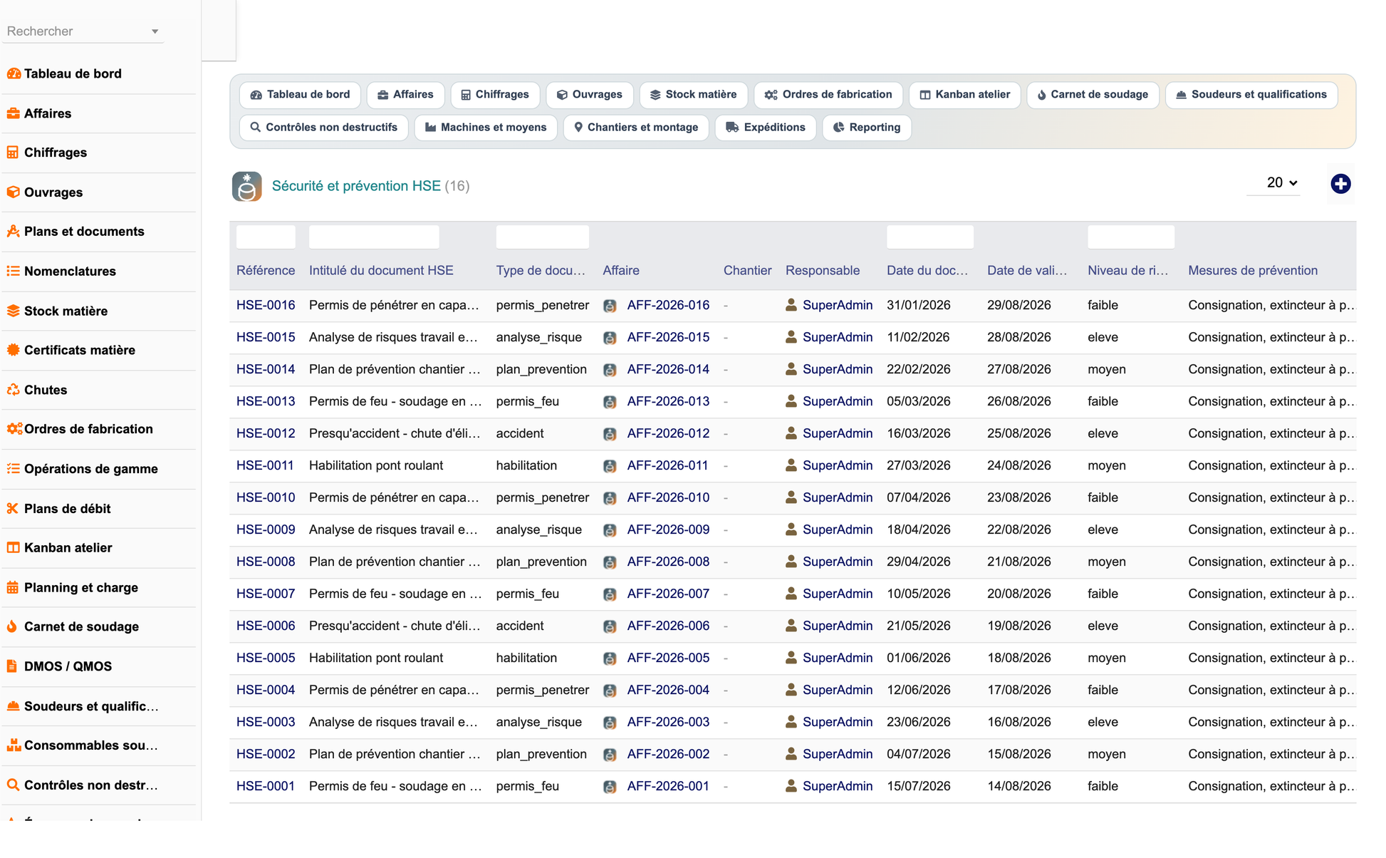 DoliResources - Dolibarr - 34_securite_hse_liste