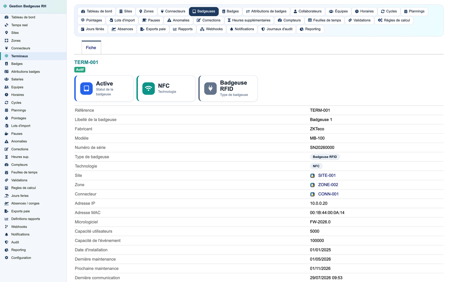 HR Badge, Time & Attendance Management - Dolibarr