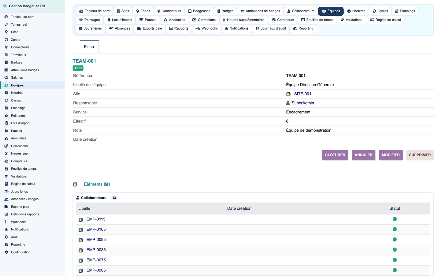 HR Badge, Time & Attendance Management - Dolibarr