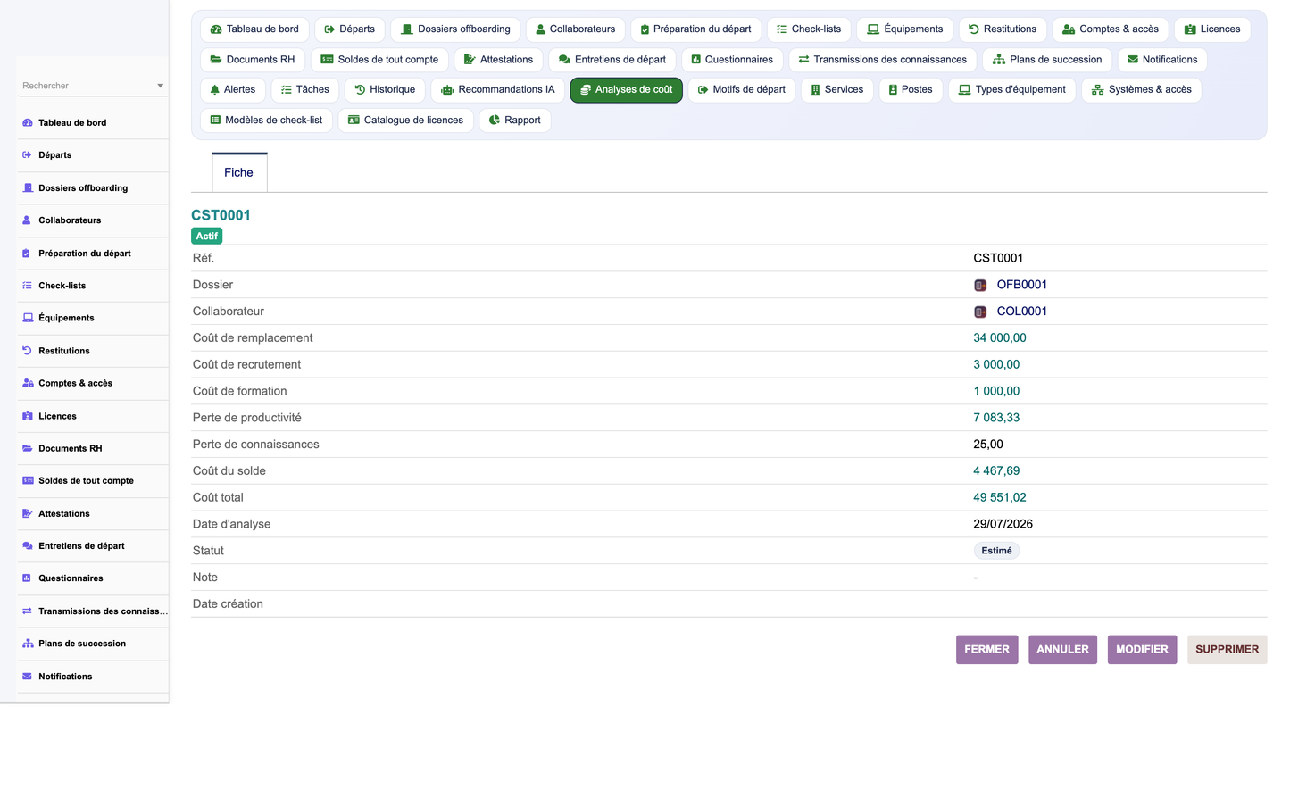 HR Offboarding Management - Dolibarr