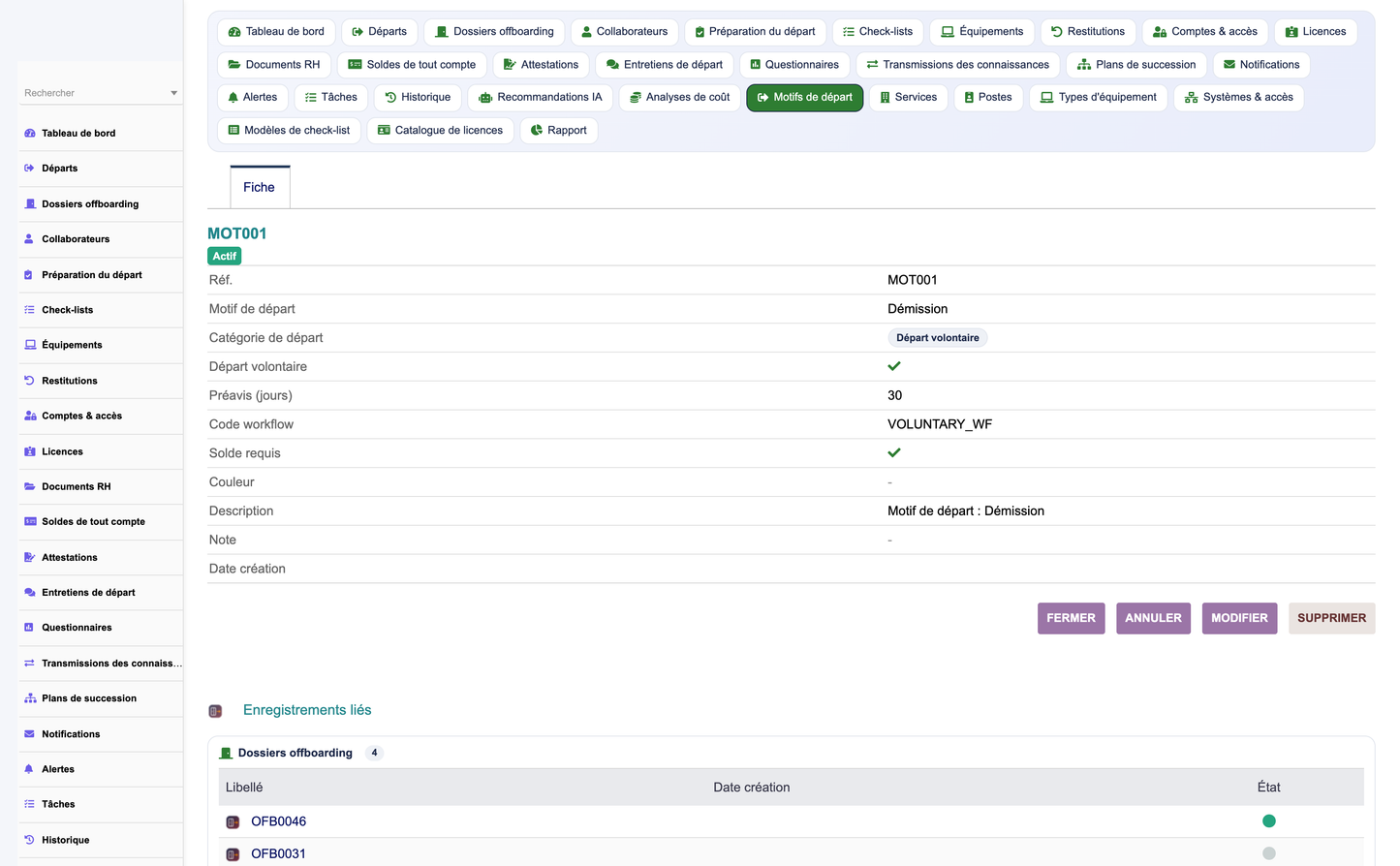 HR Offboarding Management - Dolibarr