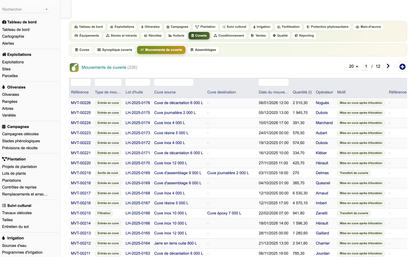 DoliResources - Dolibarr - 51_liste_mouvements_cuverie