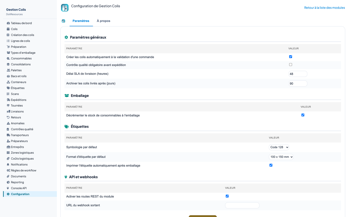 PARCEL MANAGEMENT - Dolibarr