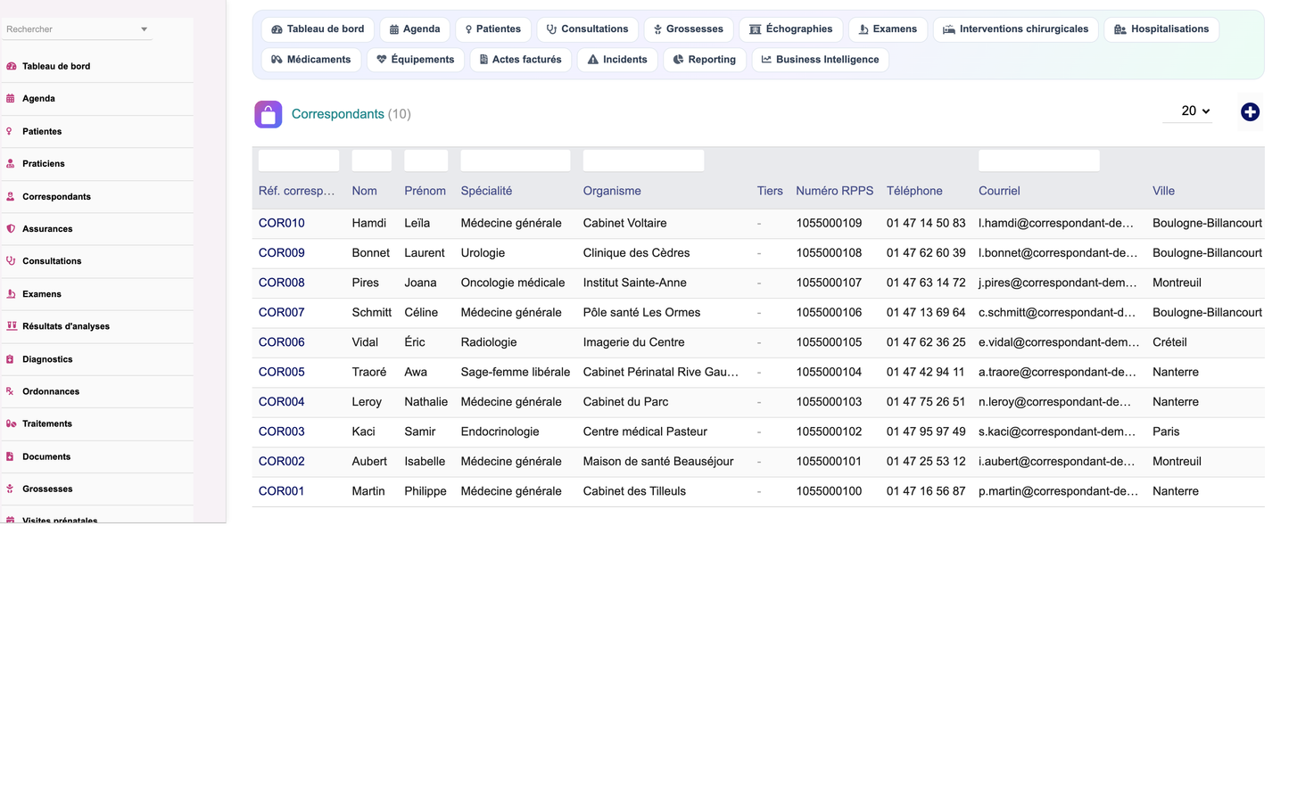 DoliResources - Dolibarr - 70_list_gynreferrer