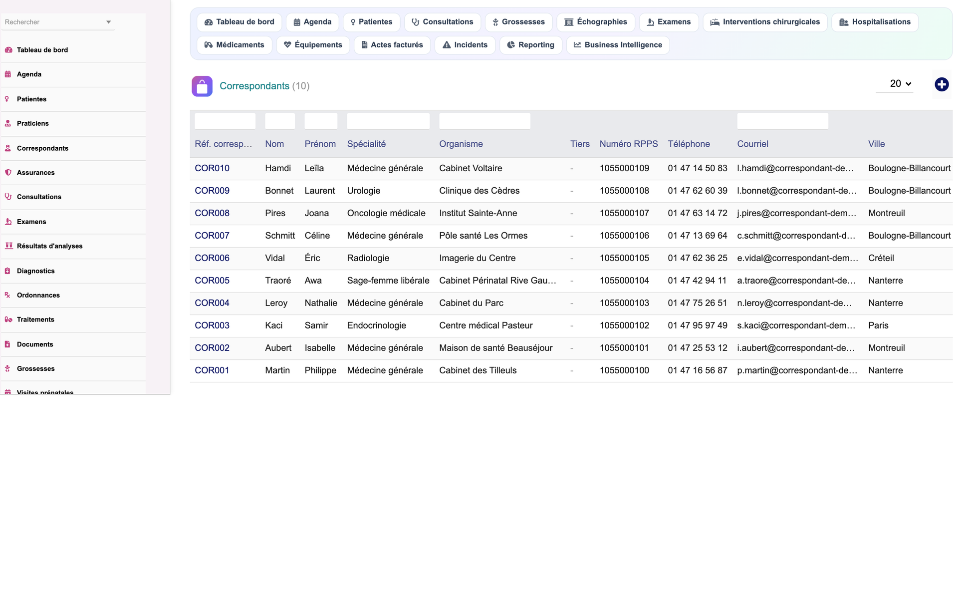 DoliResources - Dolibarr - 70_list_gynreferrer