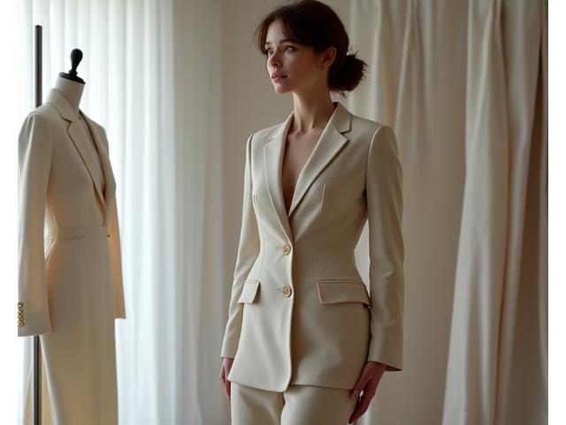 Vestido elegante que le queda grande a una mujer