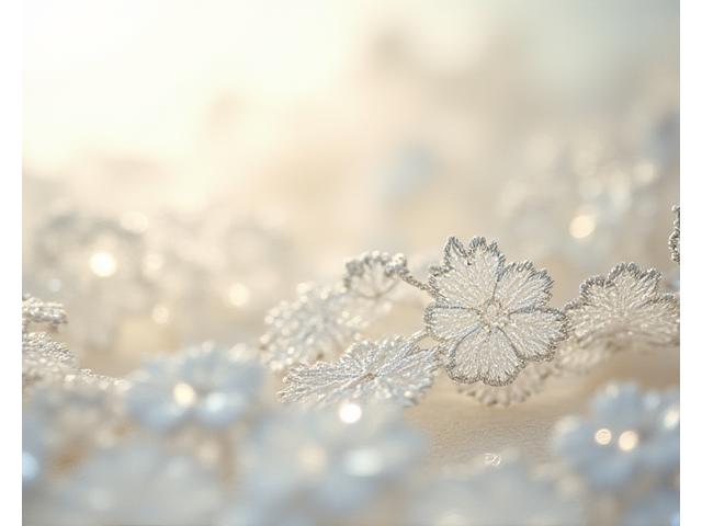 Un fragmento de encaje delicado con intrincados patrones florales, mostrando la transparencia y finura del tejido.