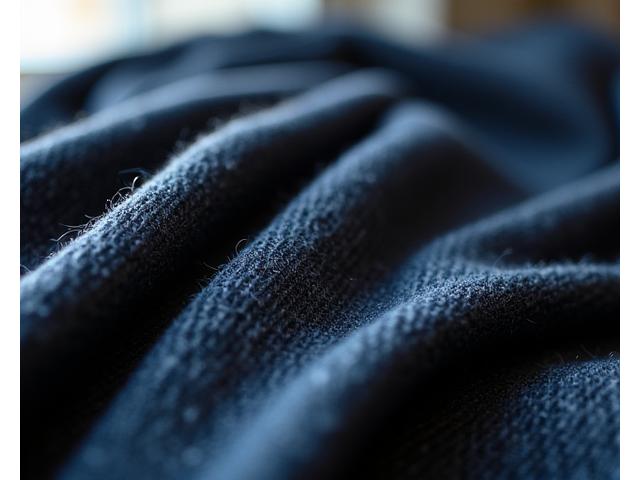 Una bufanda de lana merino finamente tejida, con un patrón sutil y una textura visiblemente suave y cálida.