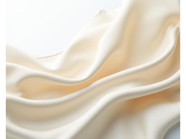 Una estola de seda suave y brillante en tonos pastel, con suaves pliegues y un enfoque nítido en la textura sedosa.
