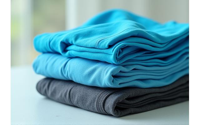 Ropa deportiva de colores vivos, incluyendo una chaqueta cortavientos y unas mallas de compresión, dobladas de forma ordenada.