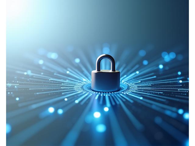 Sello de seguridad de datos y privacidad con icono de candado