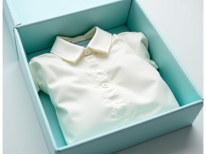 Caja de preservación de vestido de novia de alta calidad, con un vestido bellamente doblado dentro, mostrando el interior libre de ácido.
