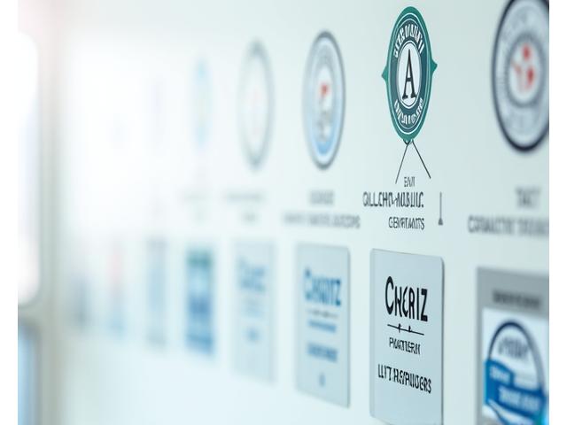 Sellos de certificación de calidad ISO y símbolos de higiene profesional