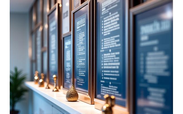 Iconos y sellos de premios de sostenibilidad y calidad